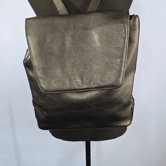 I Santi Black Leather Backpack Made in Italy Adj Straps Casual Chic Academia main image 6